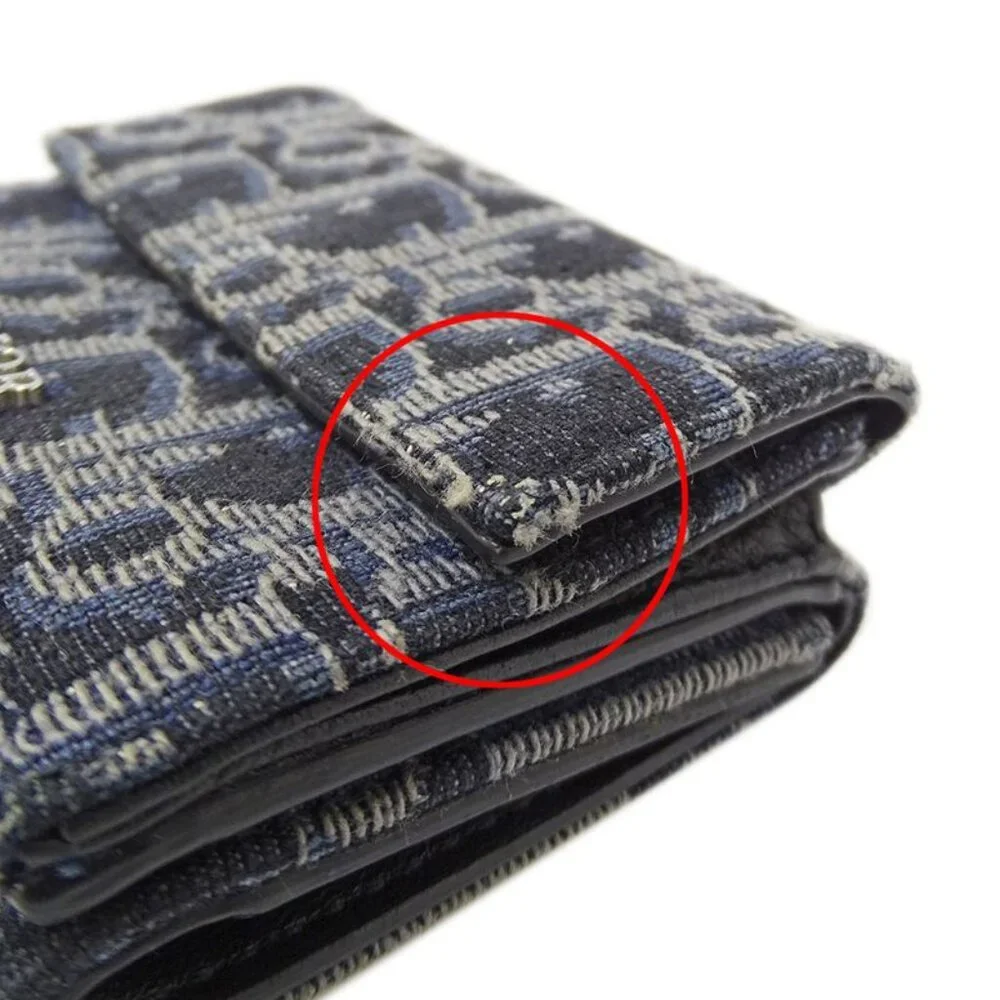 Dior Wallet Trifold Blue Jacquard Navy Mini
